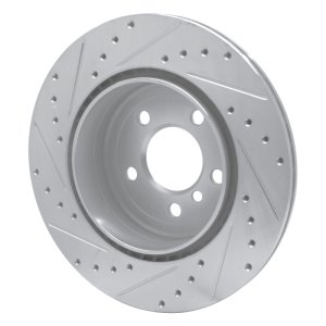 BMW 528I Brake Rotor (1) - Rear Right - R1 Concepts - Drilled & Slotted - Silver - `11-`16